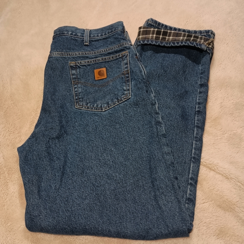 CARHARTT Flannel lined Denim jeans 34x35 B172 DST